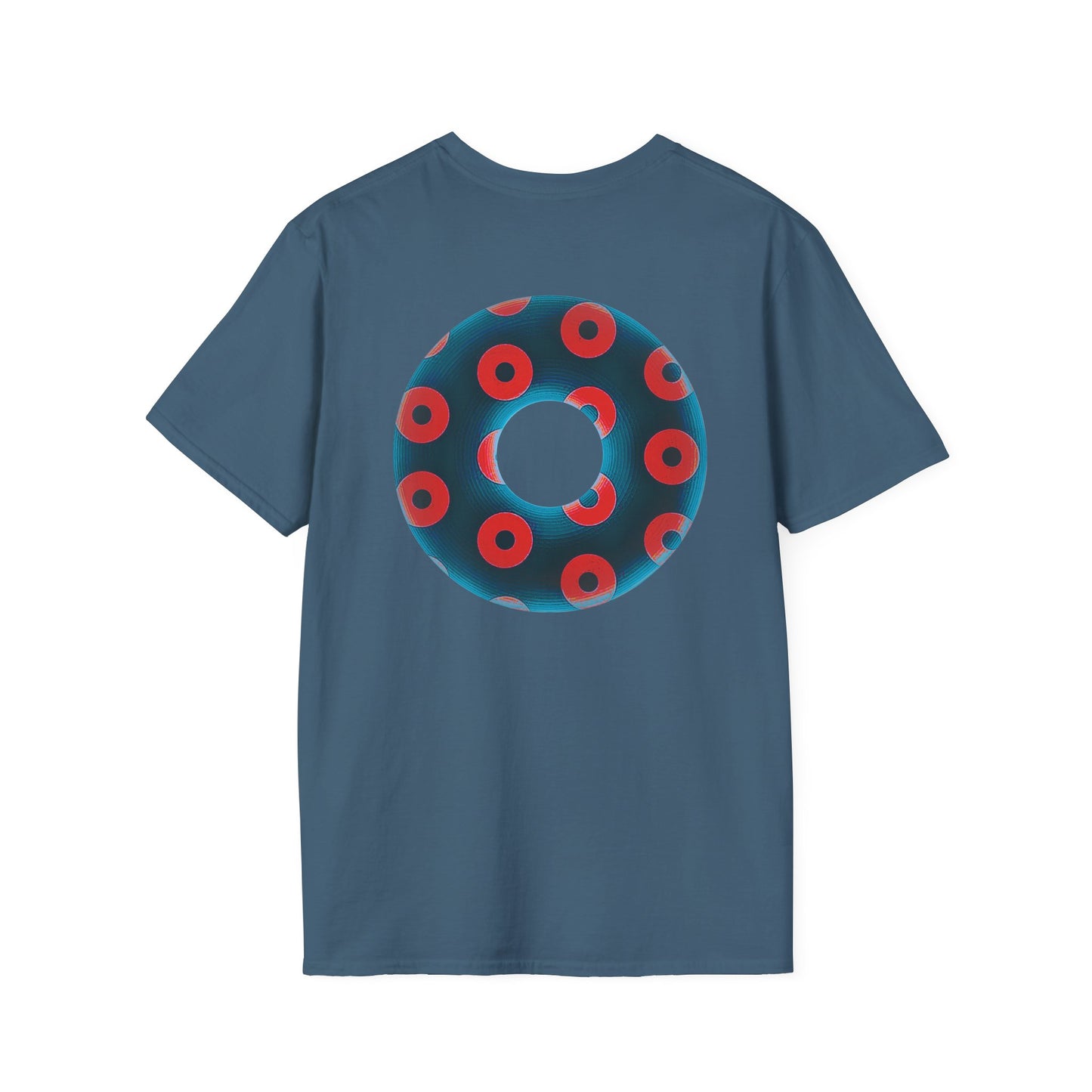 Plain Donuts/Unisex Soft-Style - "Plain Blimpy Paradoxical Donuts" - steel blue/red donuts