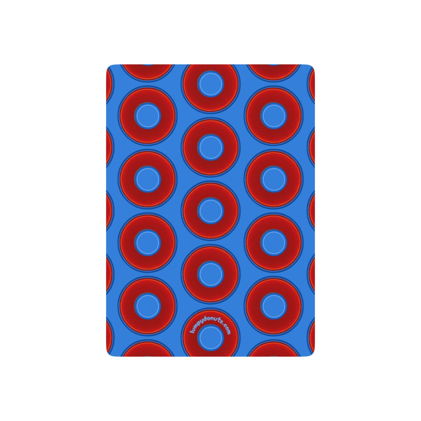 Lumpy Donut Playing Decks - 52-cards - red vivid donuts w/light royal blue background