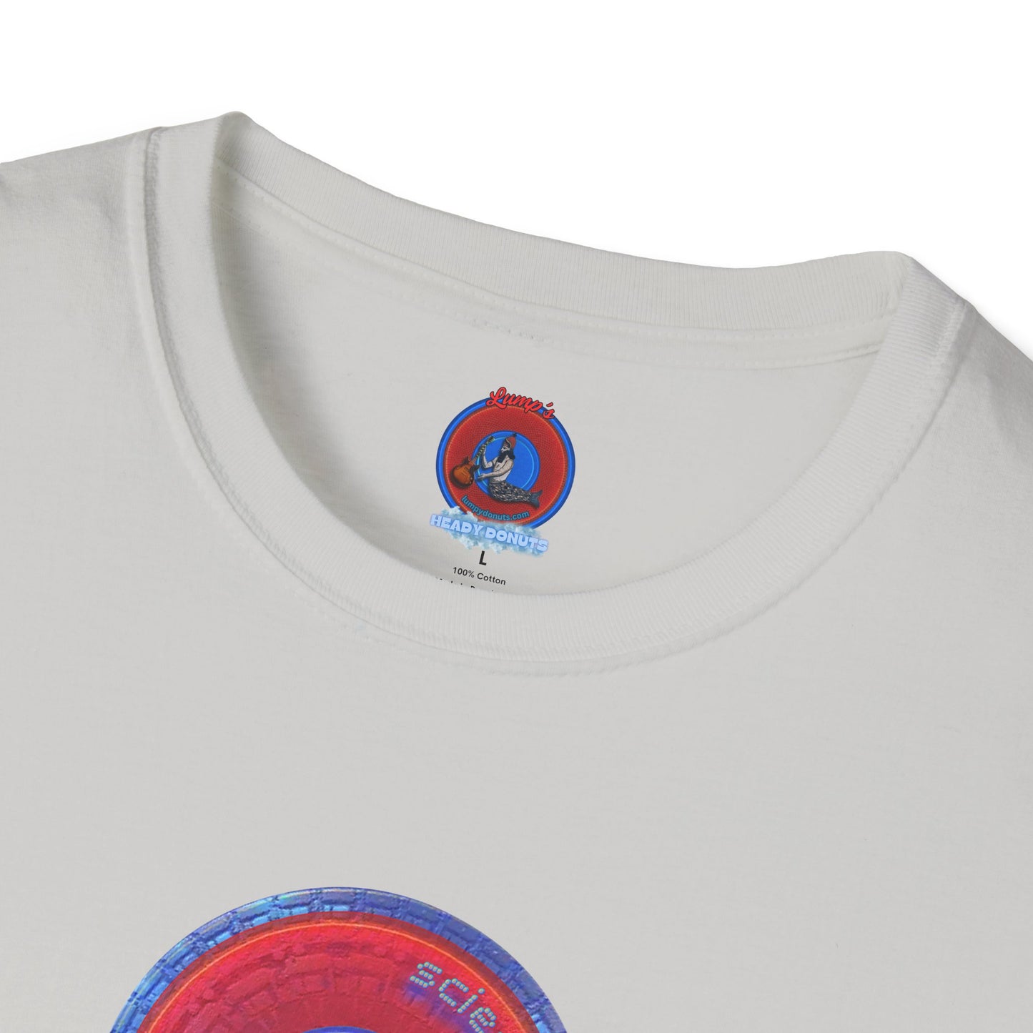 Classic Donut Tee - Unisex Soft-Style - "Tube Donuts" - series 1.0 - red donut/lighter blue bordering