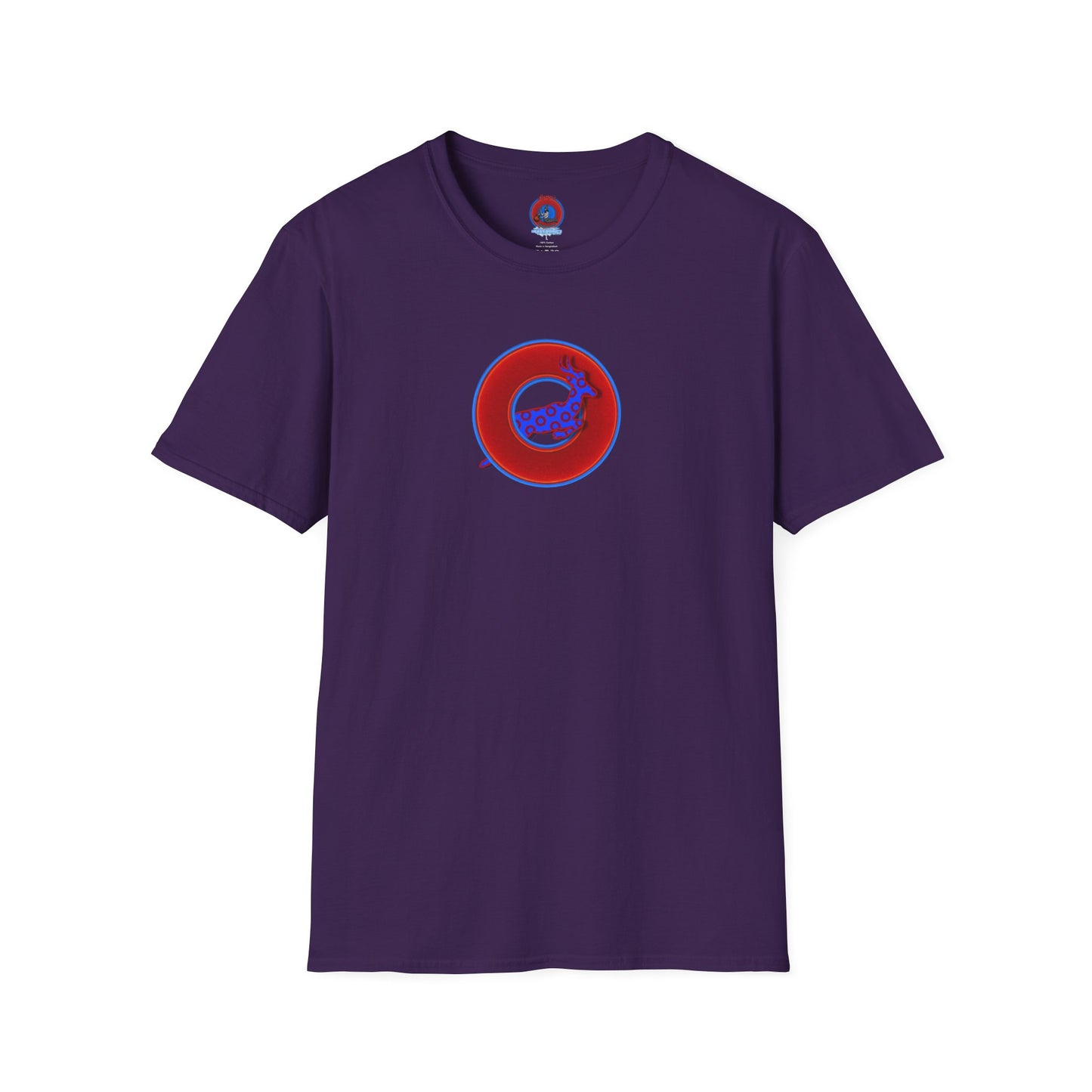 Classic Donut Tee - Unisex Soft-Style - "Out of Control Donut" - vivid red donut - variant 2 "jumping on through"