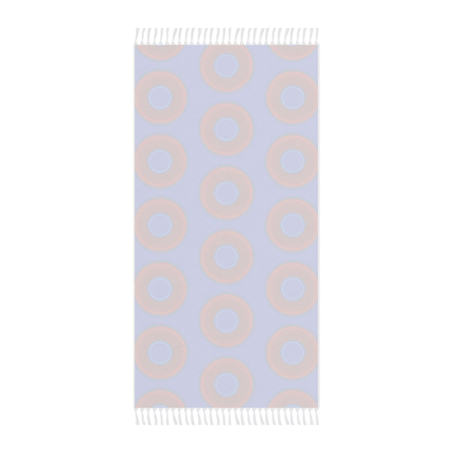 Oversized Lumpy Beach Towel - vivid red donuts w/royal blue background