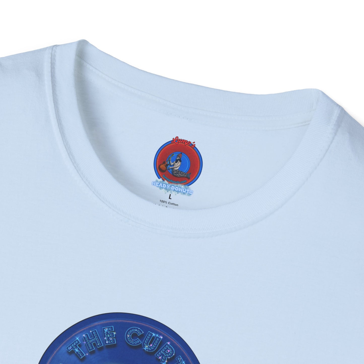 Classic Donut Tee - Unisex Soft-Style - "The Donut Without" - series 1.0  - variant 1 - vivid blue record donut