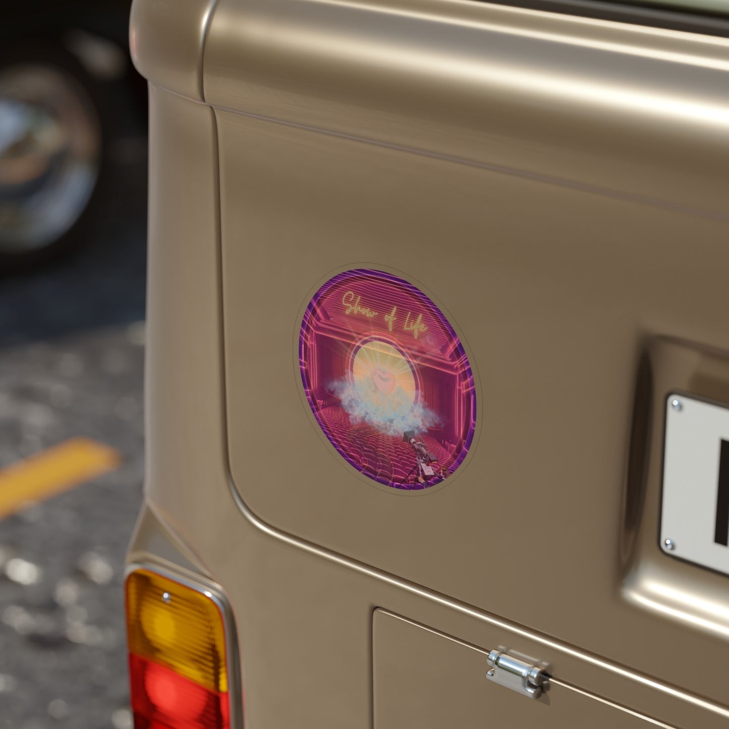 Donut Bumper/Outdoor Sticker - "The Donut of Life" - series 1.0 - variant 1 - purple picture donut - [Die-Cut] 6"x 6"