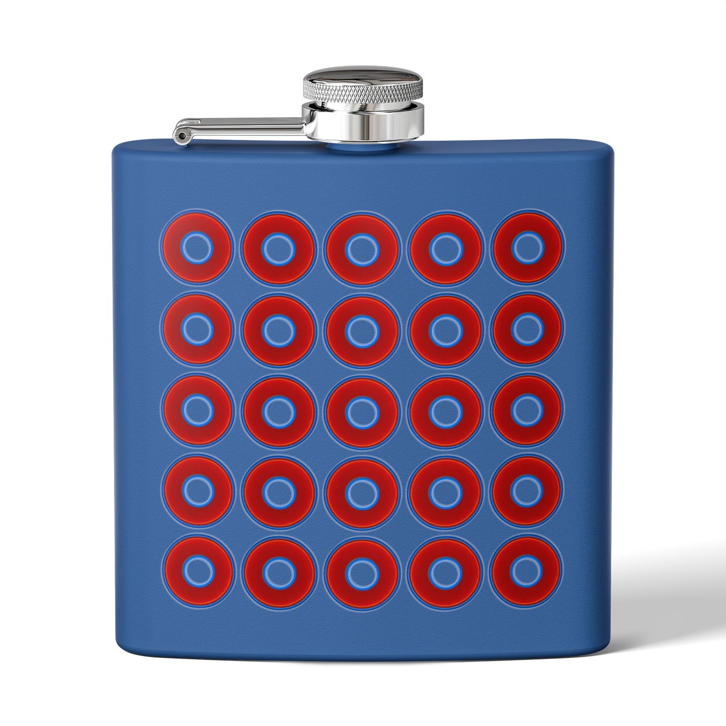 Lump's Donut Flask 6 oz - Lumpy Donut Print - red donuts - [*w/your choice of 9 backgrounds]