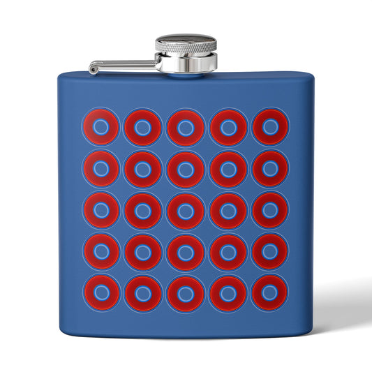 Lump's Donut Flask 6 oz - Lumpy Donut Print - red donuts - [*w/your choice of 9 backgrounds]
