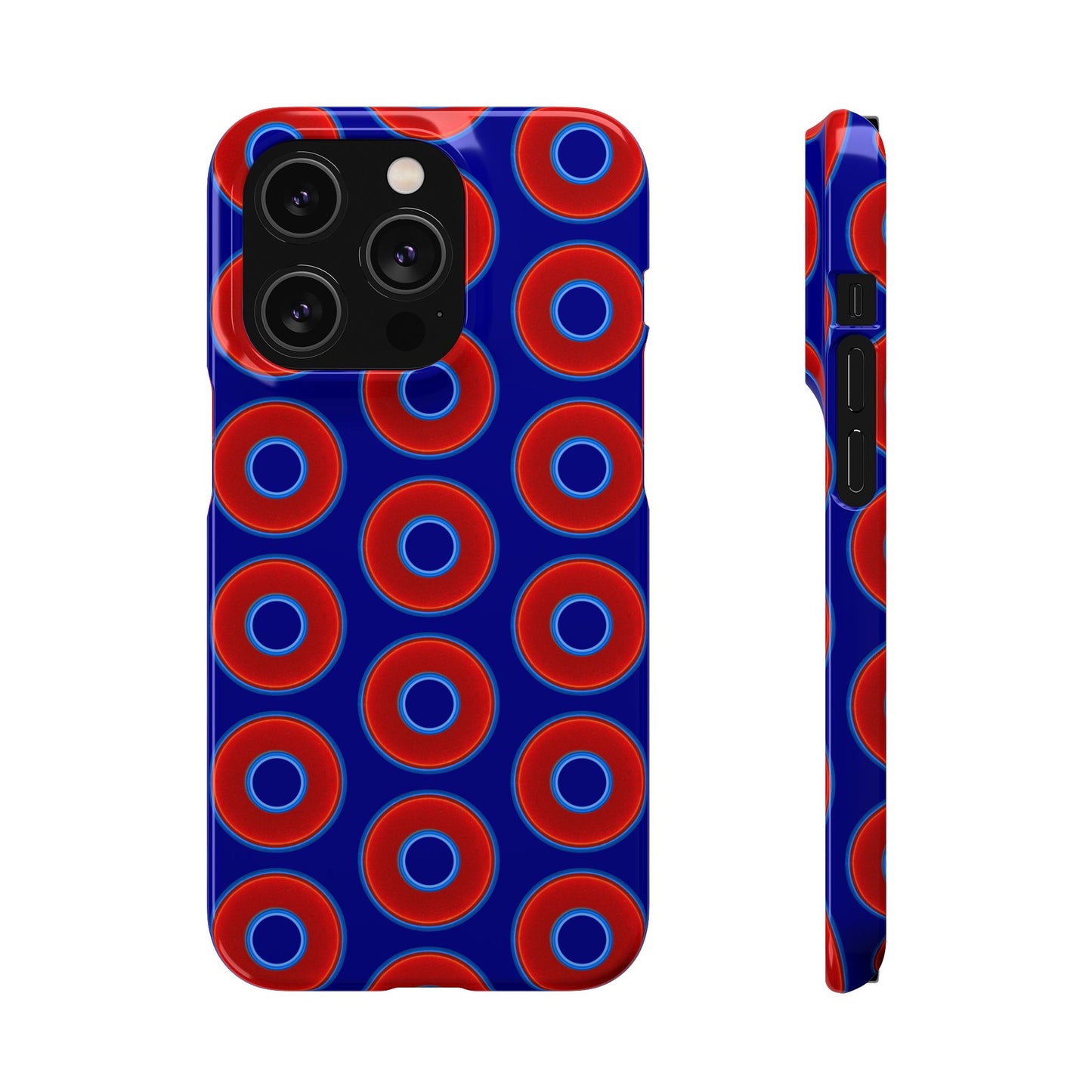 Lumpy Donut Snap Case - red vivid donut print w/vivid navy blue background