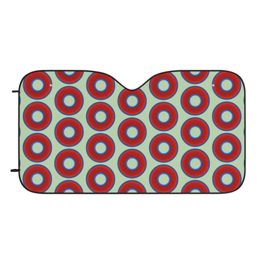 Automotive Donut Sun Shade - red vivid donuts w/seafoam background