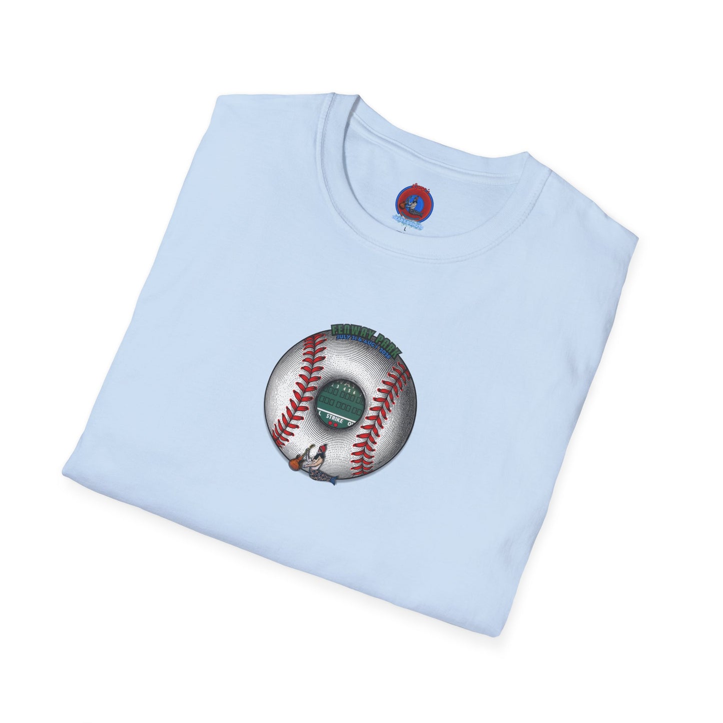 Classic Donut Tee - Unisex Soft-Style - "Phenway Ballpark Donuts" - white/red major league donut - variant 6