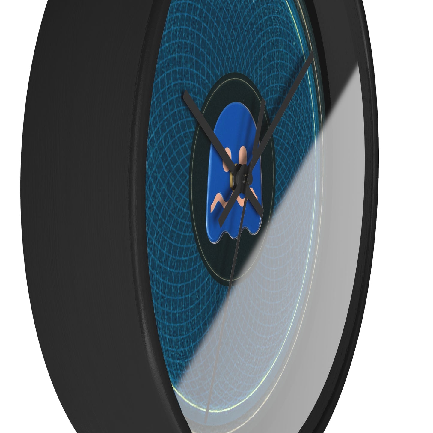 Lumpy Wall Clock - "Ghosted Donut Clock?" blue/black symmetrical donut w/black background