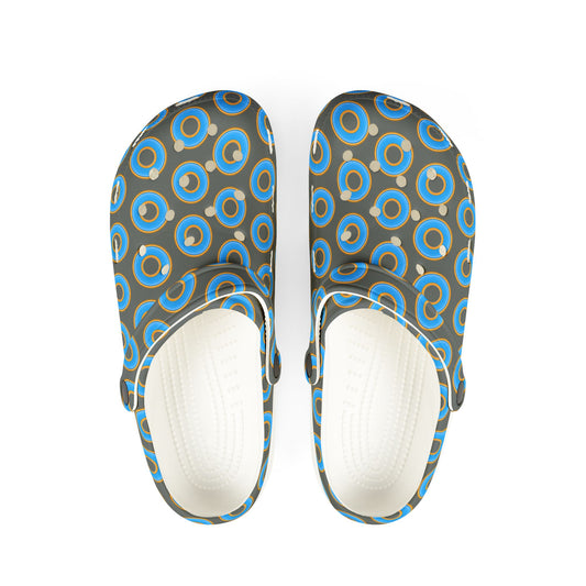 Spatchcocks - donut slip-on shoes - light blue rustic donuts w/dark gray background [unisex]