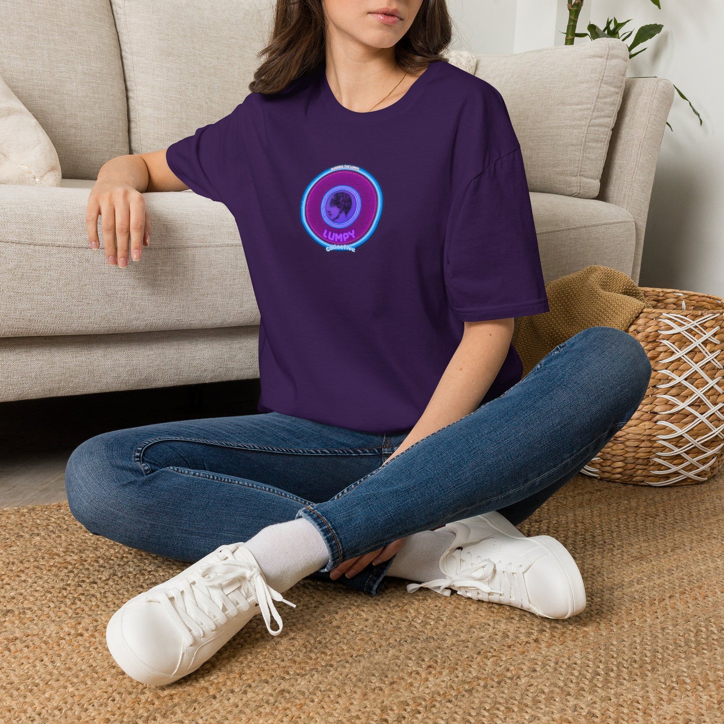 Classic Donut Tee - Unisex Soft-Style - "Lumpy Collective Donut" - rustic purple/light blue lumpy donut - variant 2