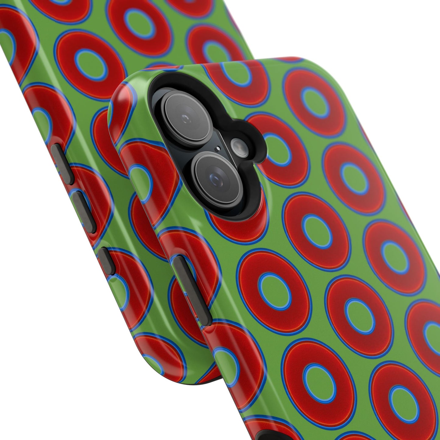 Magnetic Tough Donut Case - red vivid donut print w/light green background