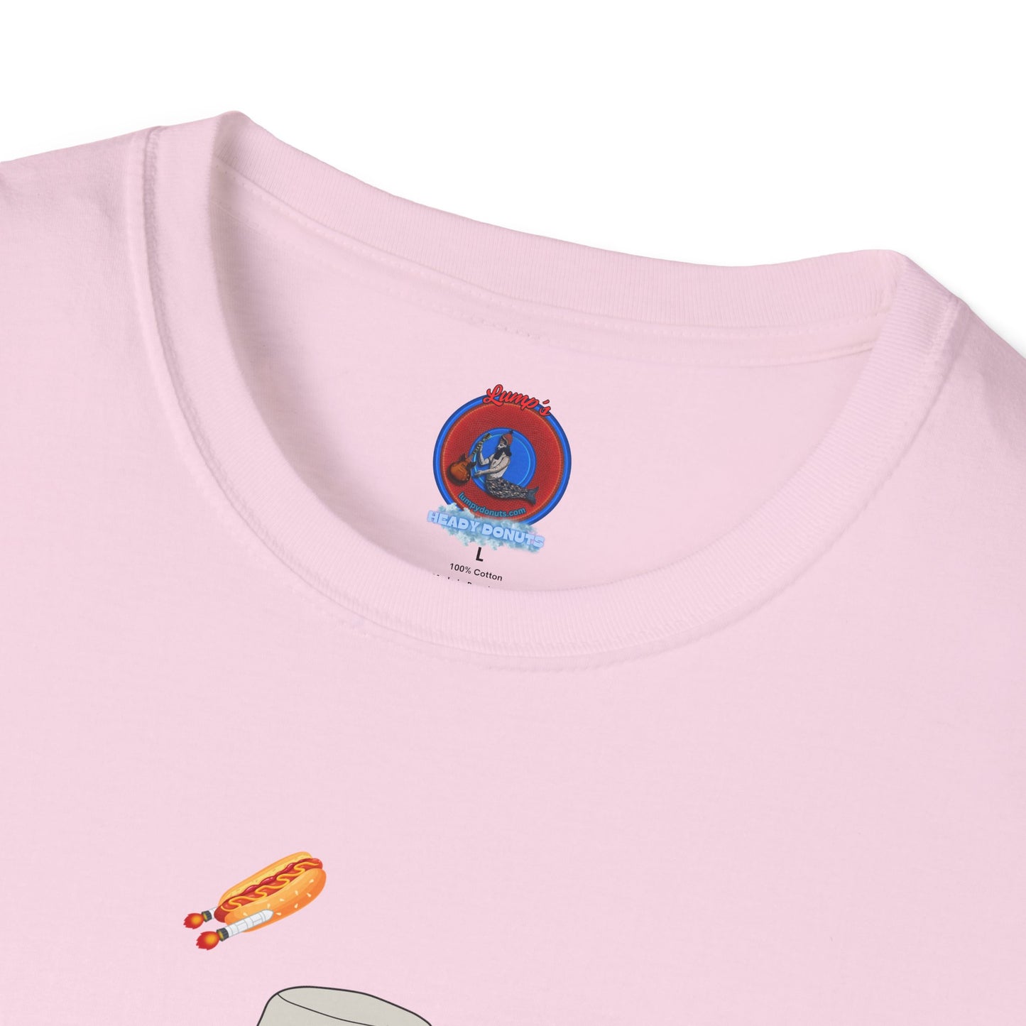 Classic Donut Tee - Unisex Soft-Style - "Gonzo Donut - Fear & Loathing in Gamehendge" -  vivid red donut w/raw dogger - variant 6