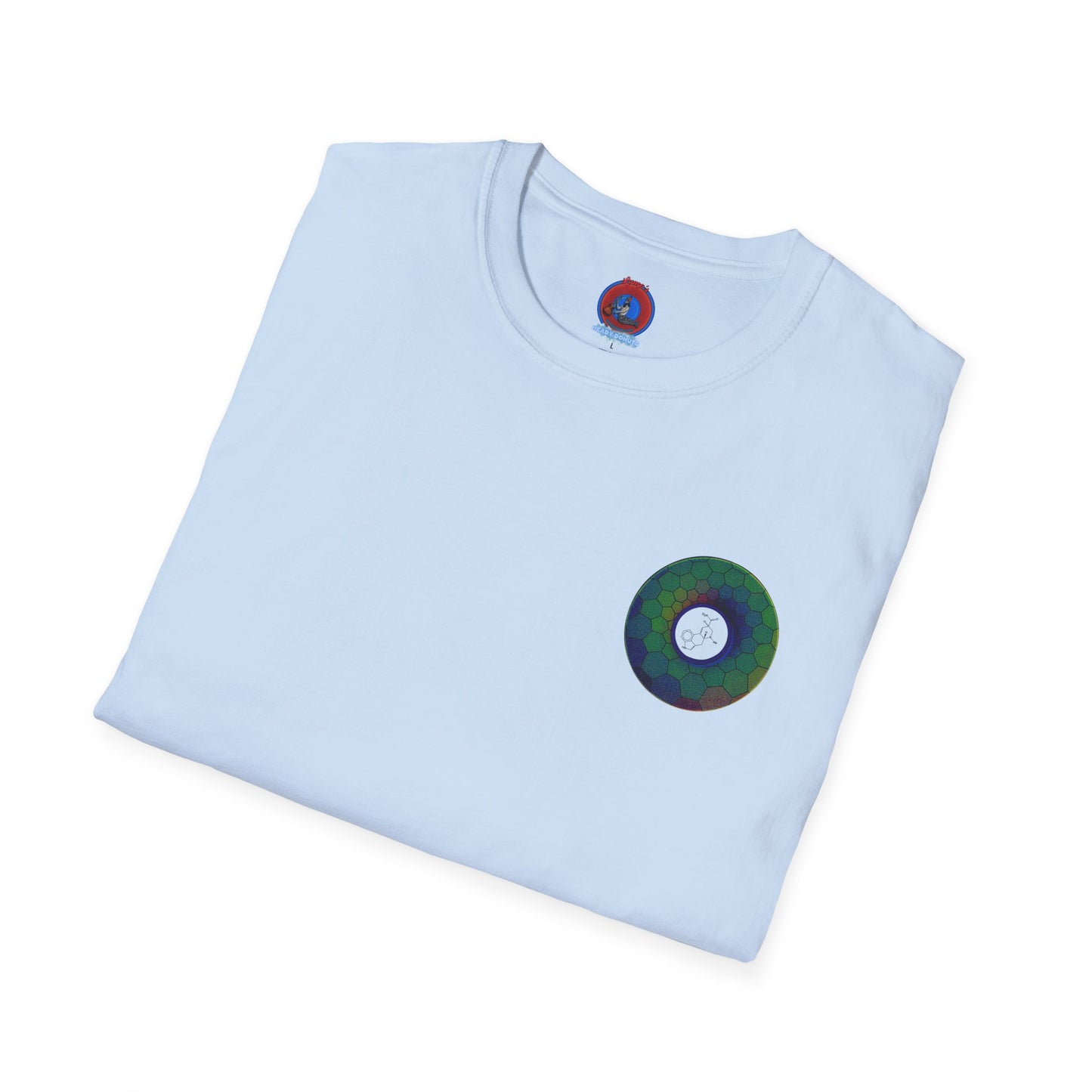Classic Donut Tee - Unisex Soft-Style - "Dr. Albert Hofmann's Favorite Donut" - series 1.0  - variant 1 - green hexadonut