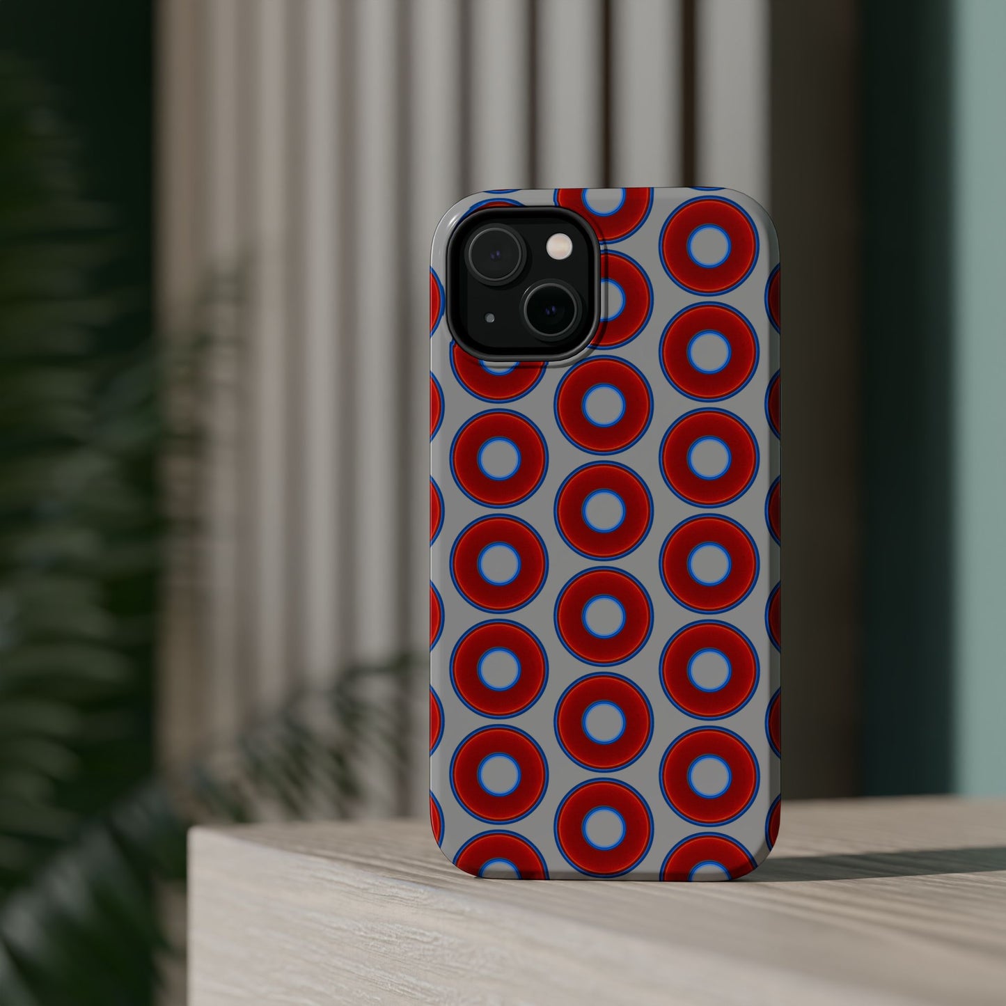 Magnetic Tough Donut Case - red vivid donut print w/light gray background