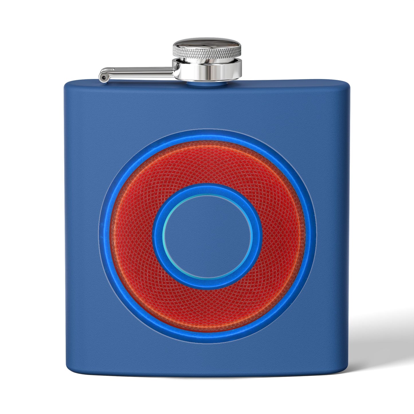 Lump's Donut Flask 6 oz - rustic red/blue donut - [*w/your choice of 6 backgrounds]
