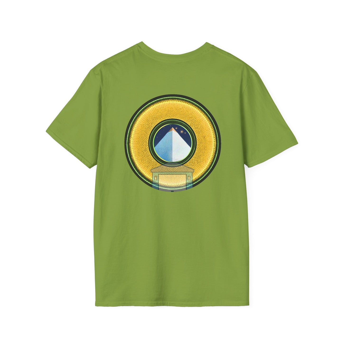 Classic Donut Tee - Unisex Soft-Style - "Limestone Donuts so Large" - variant 4 - golden donut w/garage