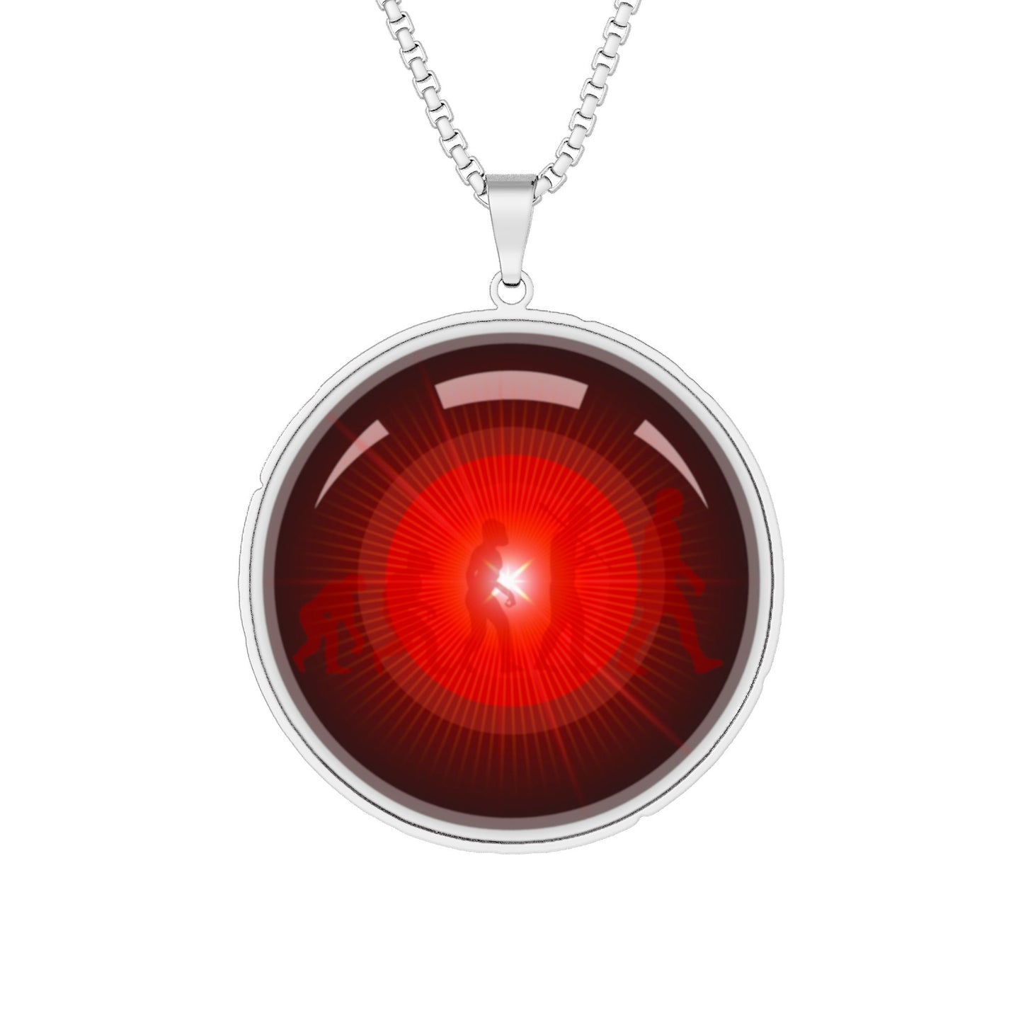 Lump's Heady Donut Necklace - 1" x 1" Stainless Steel Pendant - "Hal's Tasty Donut Pendant" - red/black donut - variant 1