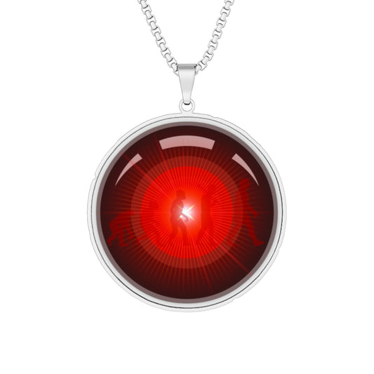 Lump's Heady Donut Necklace - 1" x 1" Stainless Steel Pendant - "Hal's Tasty Donut Pendant" - red/black donut - variant 1
