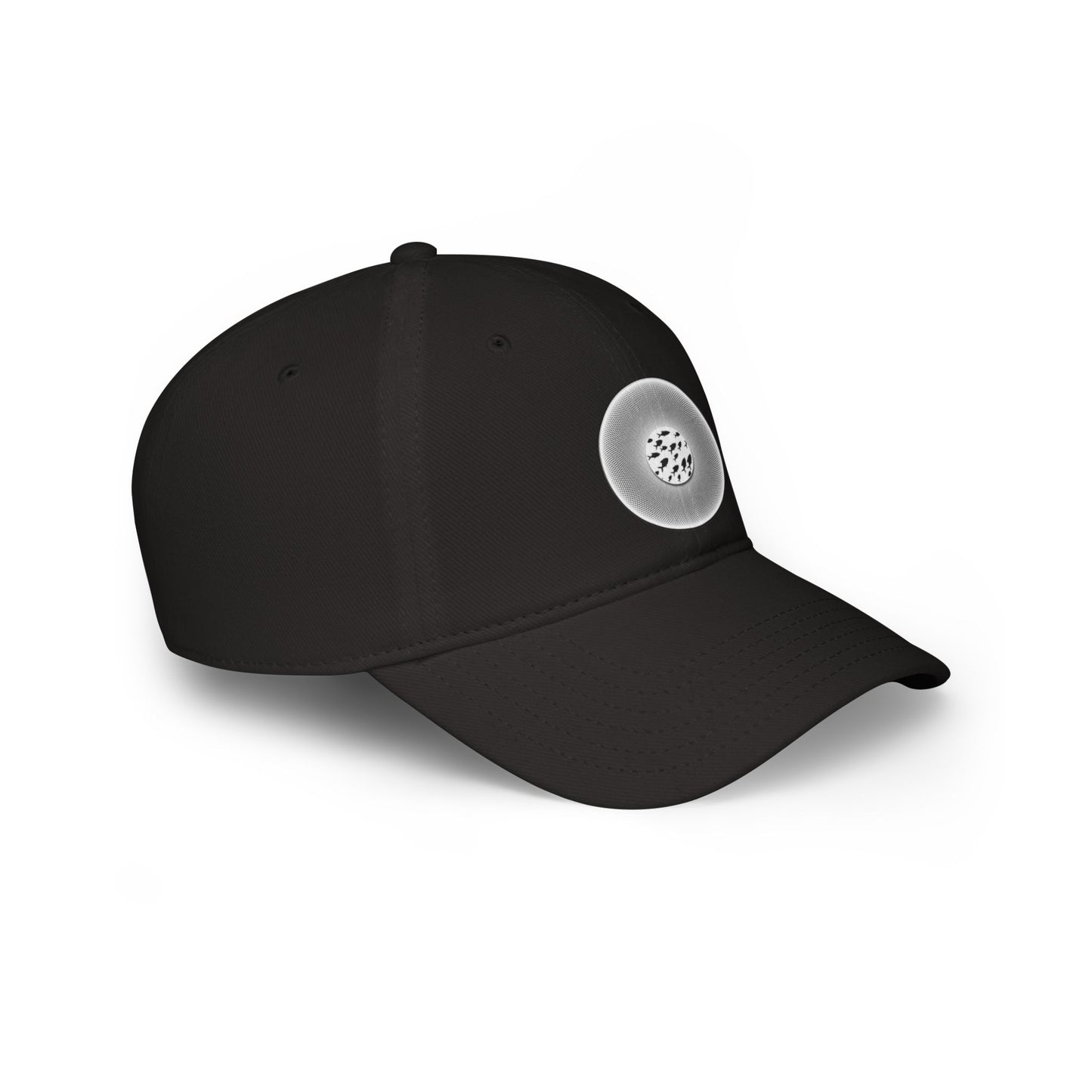 Lumpy Donut Baseball Cap - "Swimming by this Donut Cap" - variant 1 - black/white phatty donut w/