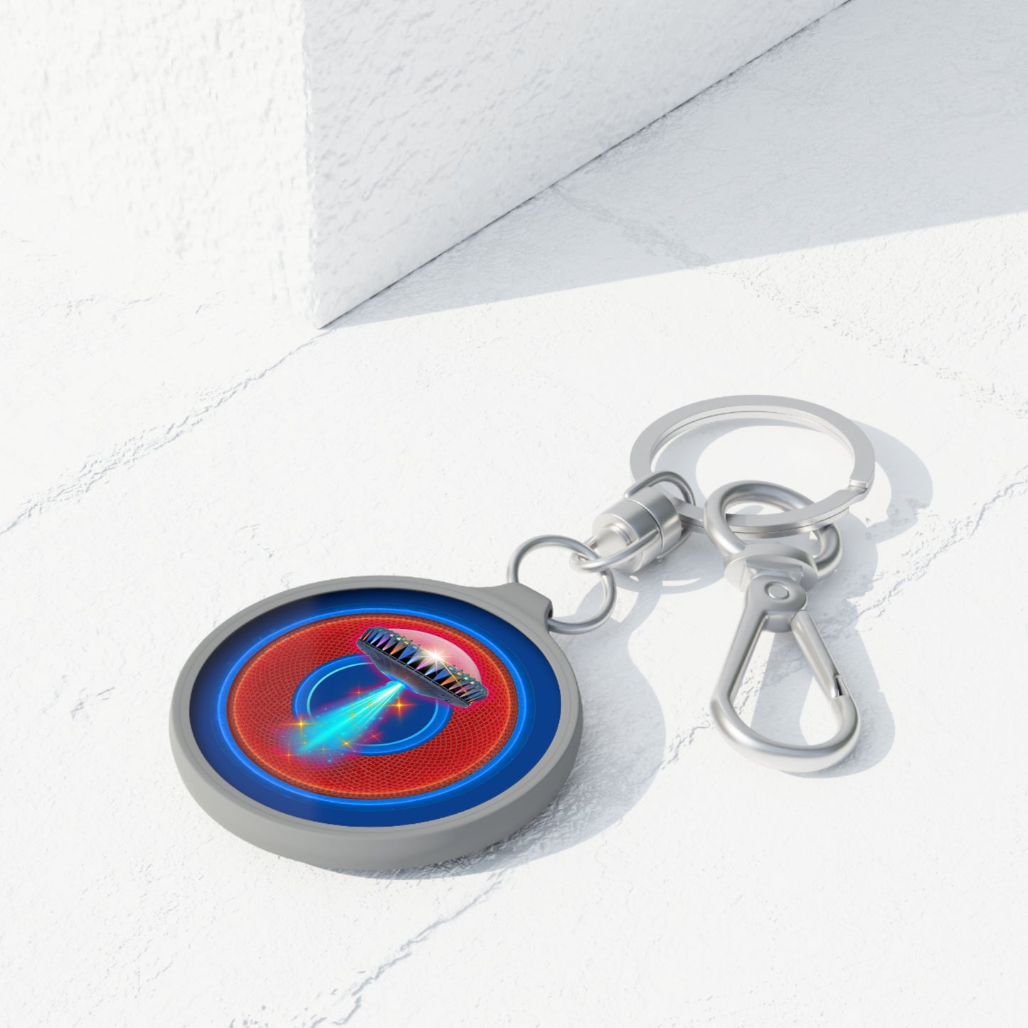 Lumpy Donut Keychain - "They Serve Donuts on the Mothership now" - series 1.0 - variant 1 - red donut