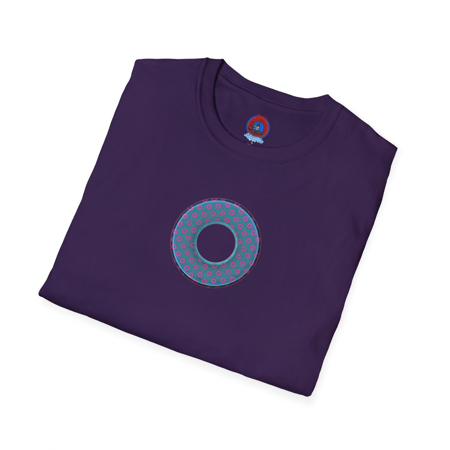 Plain Donuts/Unisex Soft-Style - "Plain Electric Paradoxical Donuts" - light blue/magenta donuts