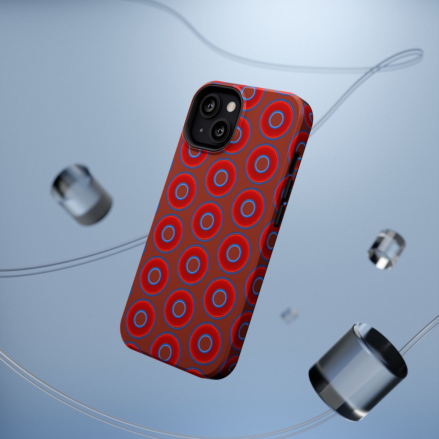 Impact-Resistant Lumpy Donut Case - red vivid donut print w/burnt umber background