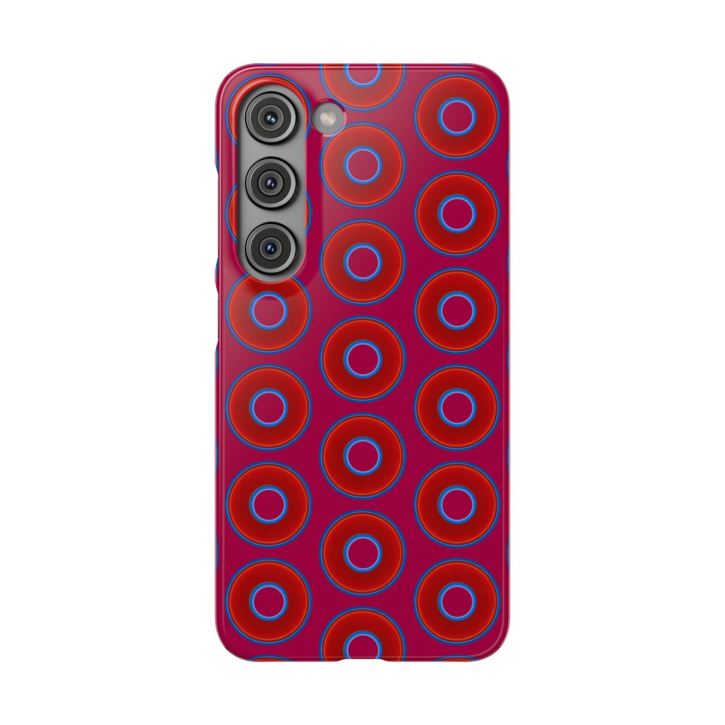 Lumpy Donut Snap Case - red vivid donut print w/dark magenta background
