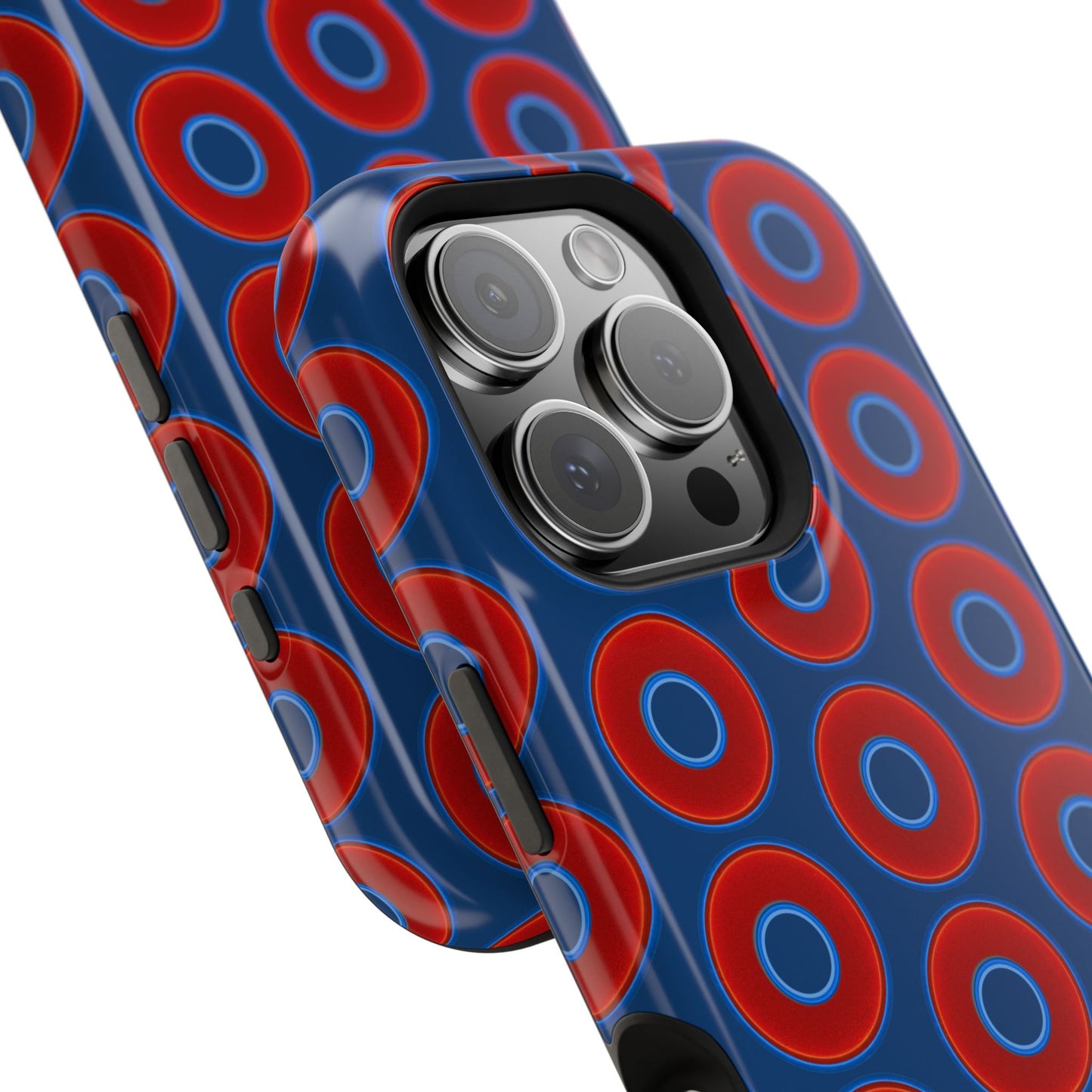Magnetic Tough Donut Case - red vivid donut print w/Atlantic navy blue background