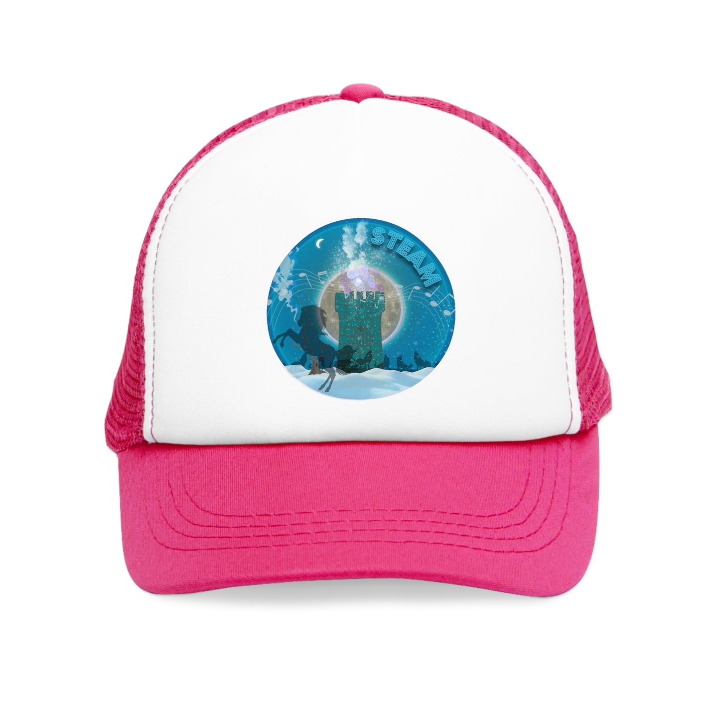 Lumpy Trucker Hat - "The Donut Concealed Within the Theme" - blue donut