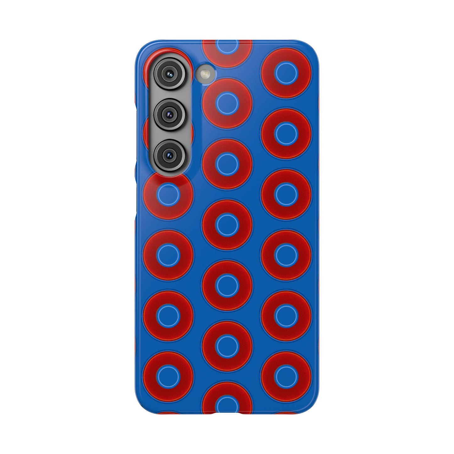 Lumpy Donut Snap Case - red vivid donut print w/dark royal background