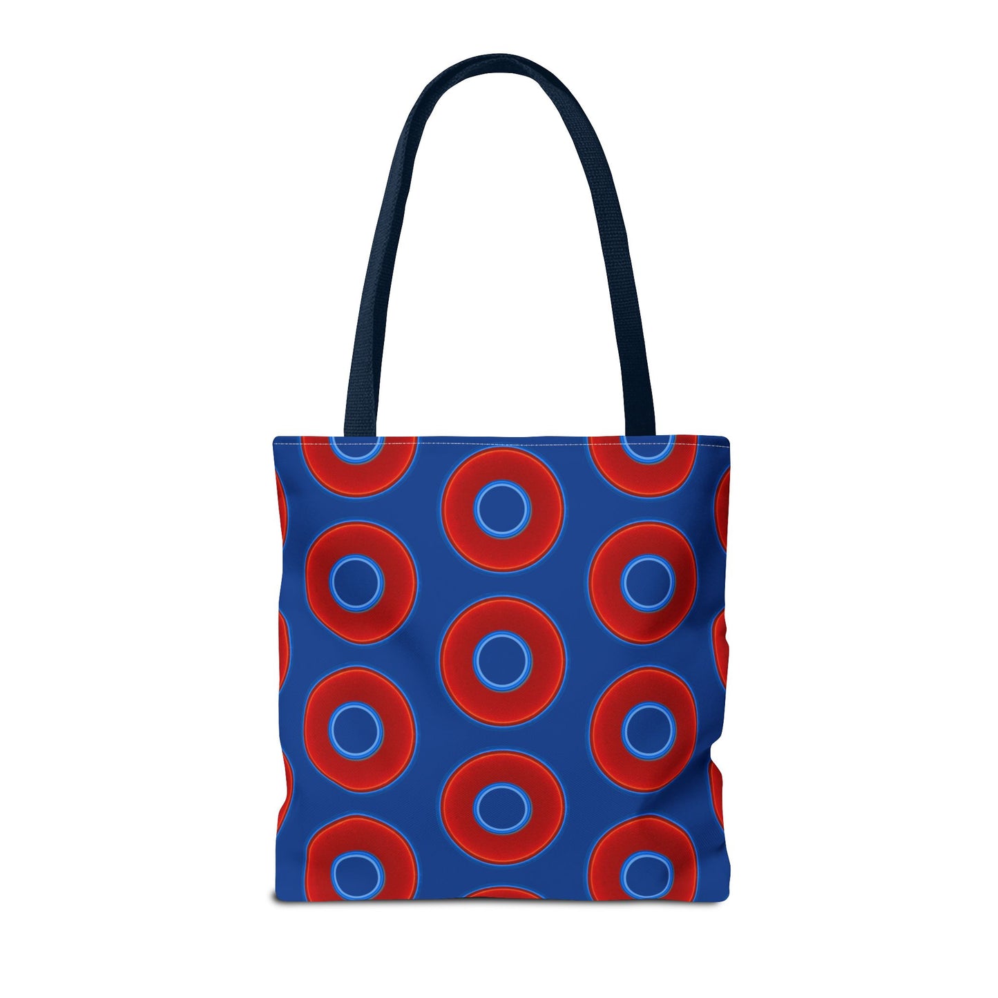 Lumpy Beach/Tote Bag - red vivid donuts w/dark blue background