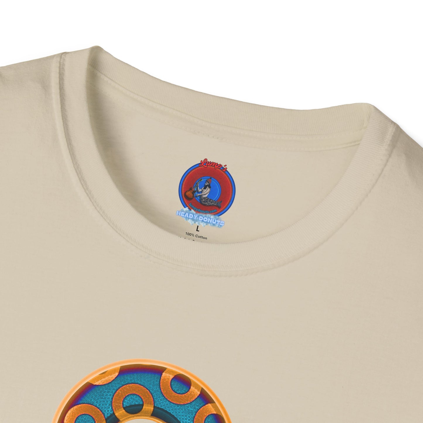 Plain Donuts/Unisex Soft-Style - "Plain Rustic Paradoxical Donuts" - light blue/orange donuts
