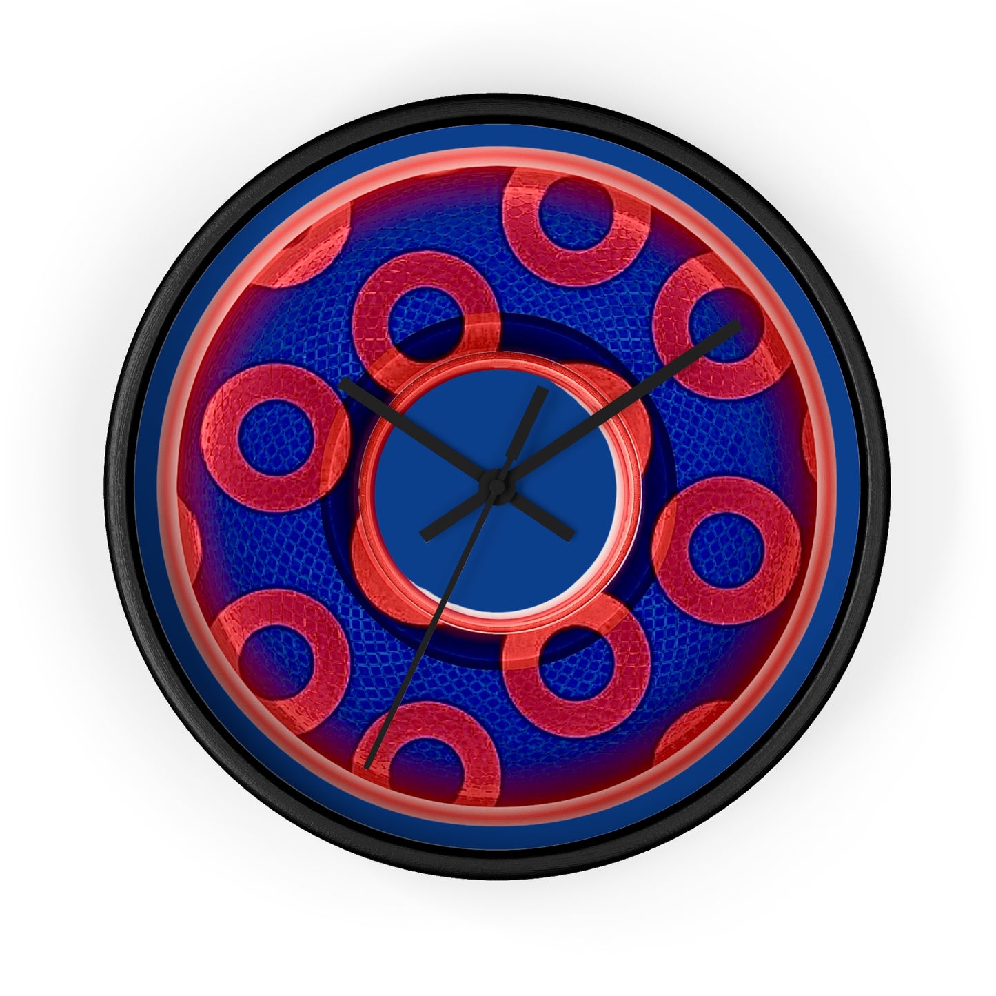 Lumpy Wall Clock - "Rustic Paradoxical Donut" - w/dark blue background