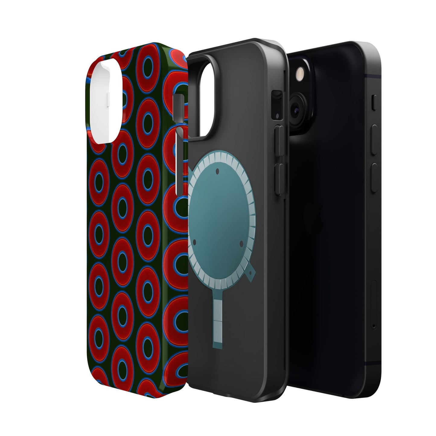 Magnetic Tough Donut Case - red vivid donut print w/deep forest green background