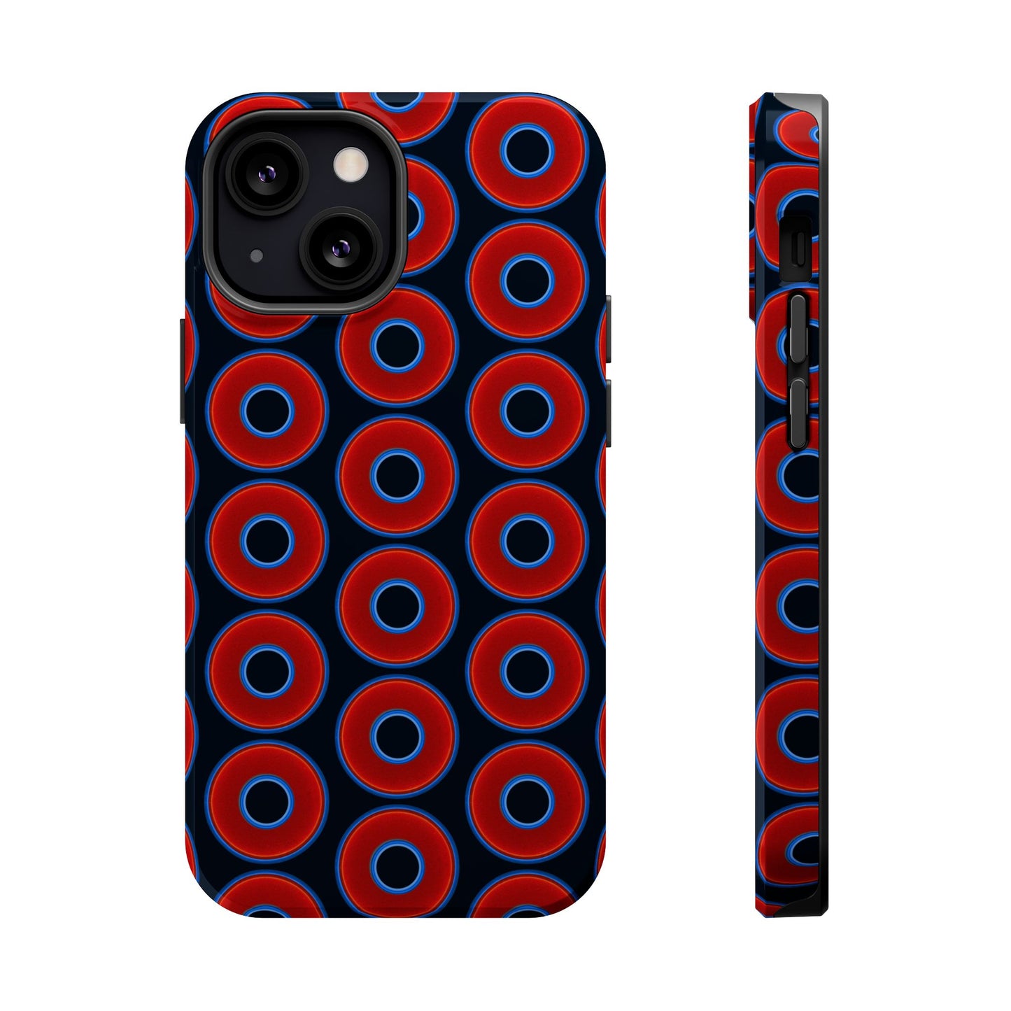 Magnetic Tough Donut Case - red vivid donut print w/blue charcoal background