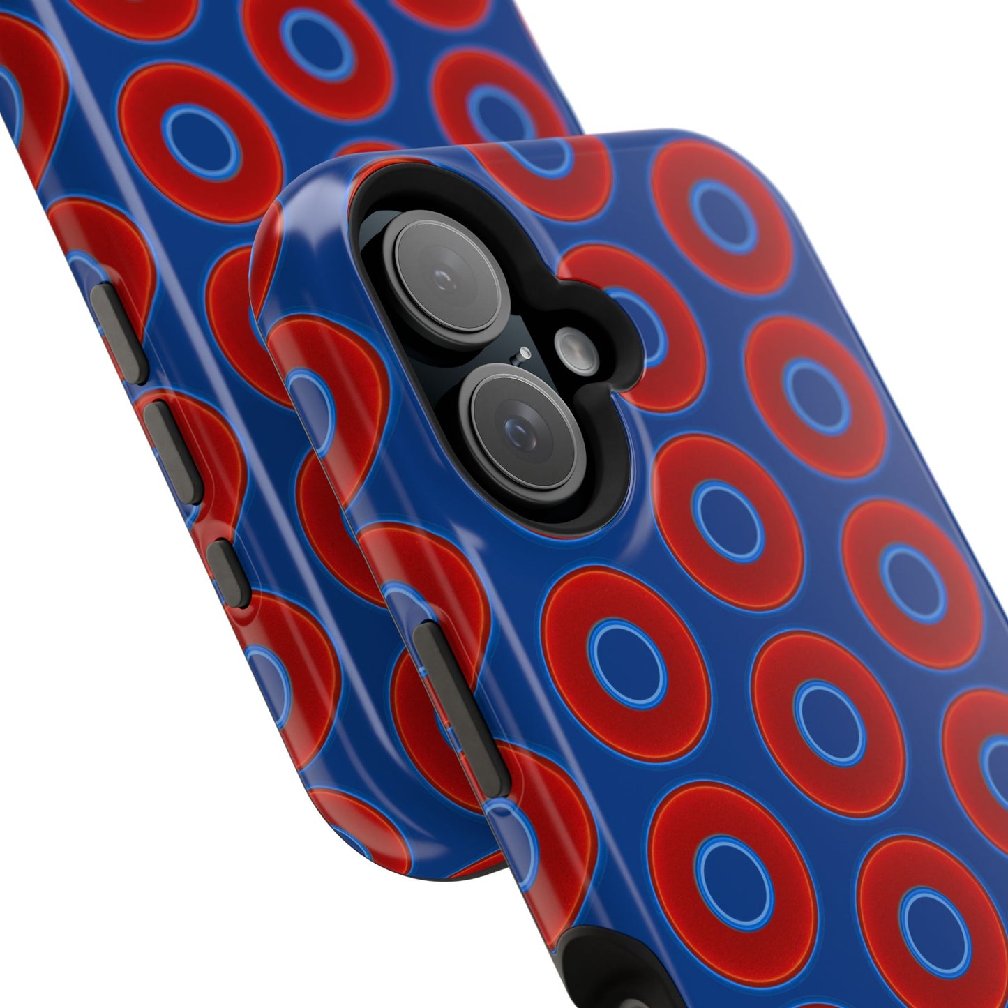 Magnetic Tough Donut Case - red vivid donut print w/dark blue background