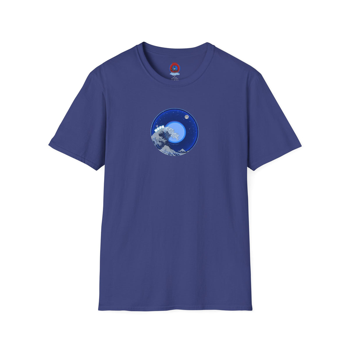 Classic Donut Tee - Unisex Soft-Style - "The Hopeful Waving Donut" - variant 2 - vivid blue donut