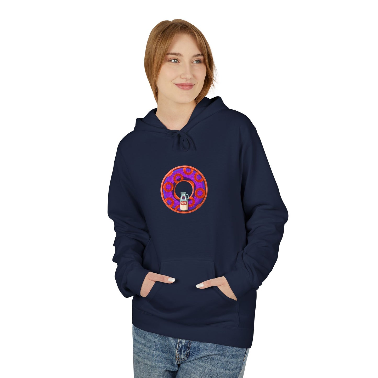 Fleece Harry Hoodies [Midweight Soft-style] - "Wooked Cream Dairy - YEMSG Donut" - blue/blue rustic paradox donut - variant 6