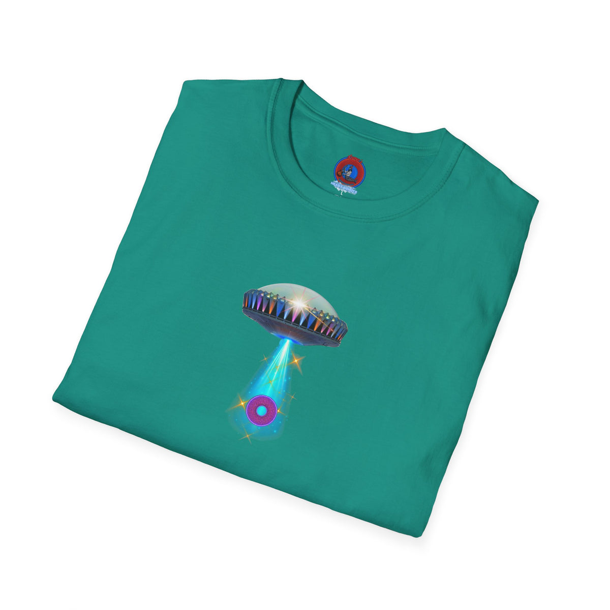 Classic Donut Tee - Unisex Soft-Style - "Donuts now Served on the Mothership" - series 1.0  - variant 6  - tractor-beamed donut
