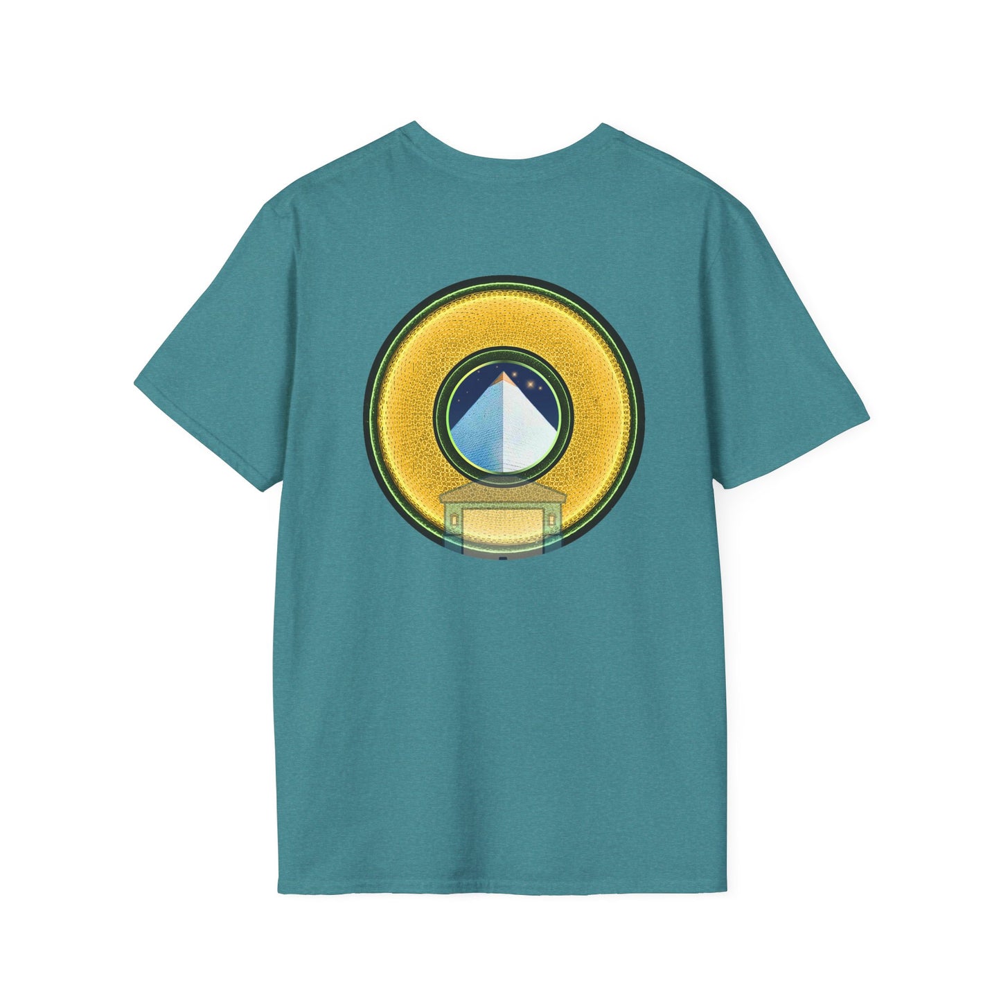 Classic Donut Tee - Unisex Soft-Style - "Limestone Donuts so Large" - variant 4 - golden donut w/garage