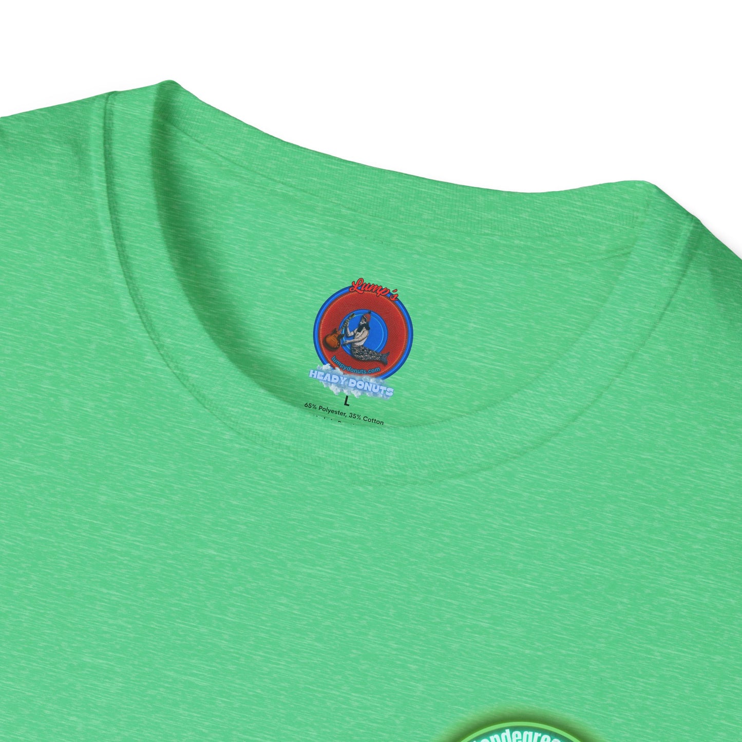 Classic Donut Tee - Unisex Soft-Style - "Close Encounters of the Delaware kind - Mondegreen Donut"  " variant 1 - green donut