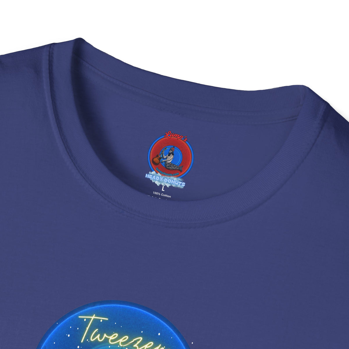Classic Donut Tee - Unisex Soft-Style - "The Donut Reprised" - vivid blue donut