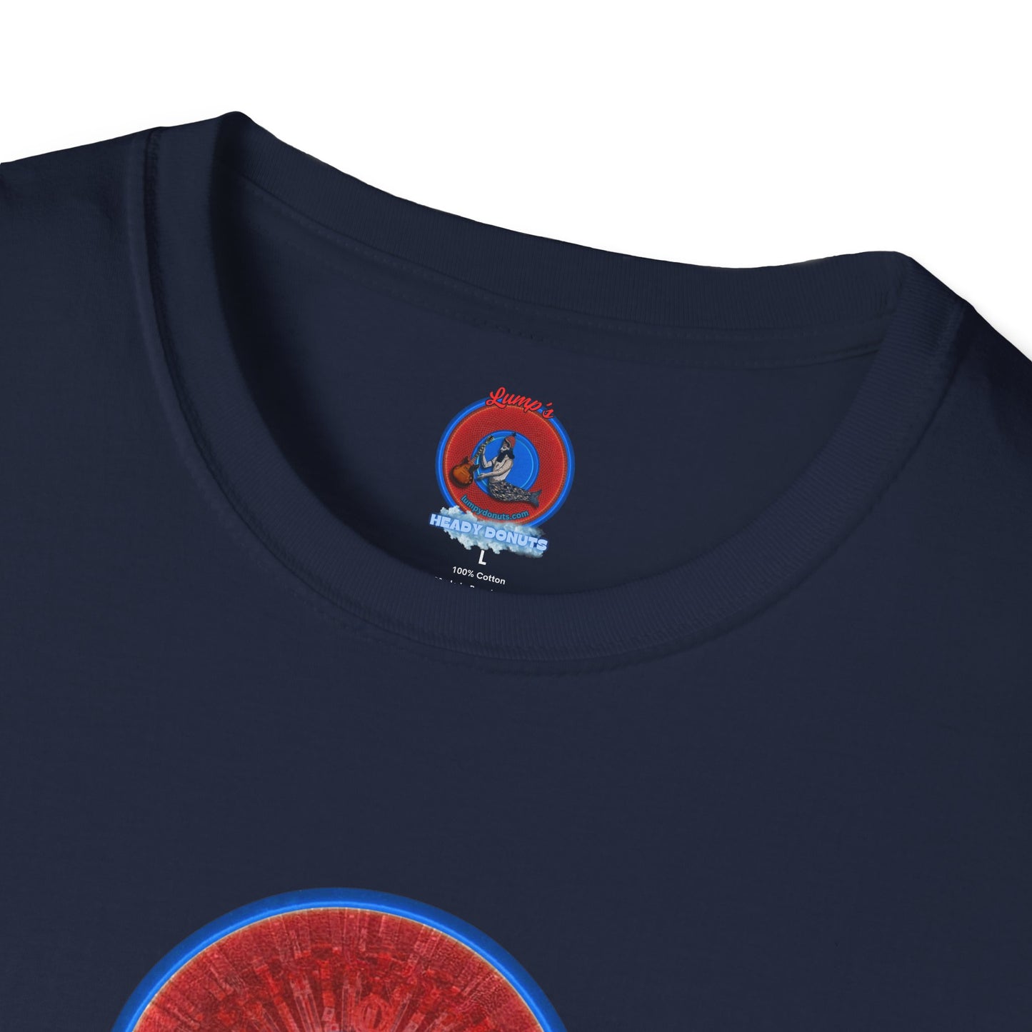 Classic Donut Tee - Unisex Soft-Style - "Graphic Translation Tee Shirt" - vivid red/blue tube donut - variant 1