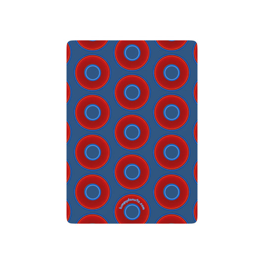 Lumpy Donut Playing Decks - 52-cards - red vivid donuts w/light steel blue background