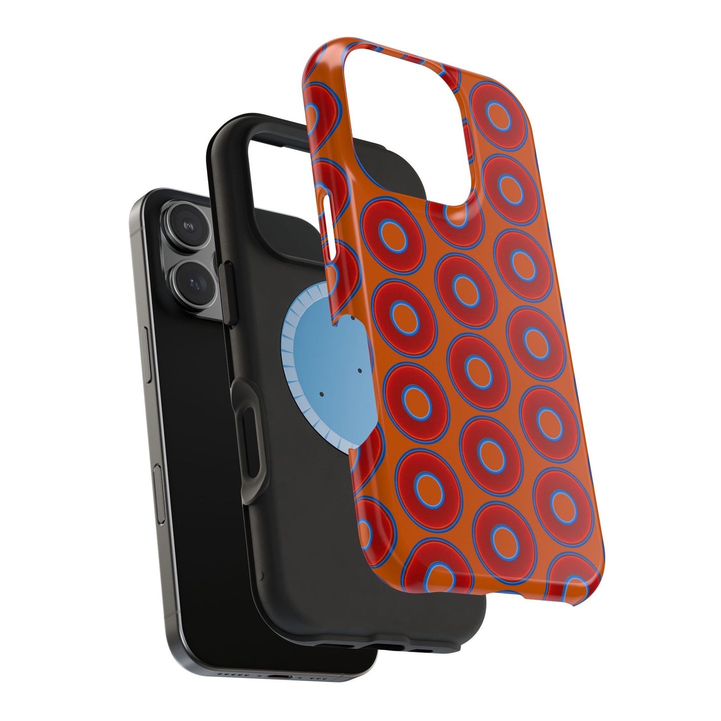 Magnetic Tough Donut Case - red vivid donut print w/dark orange background