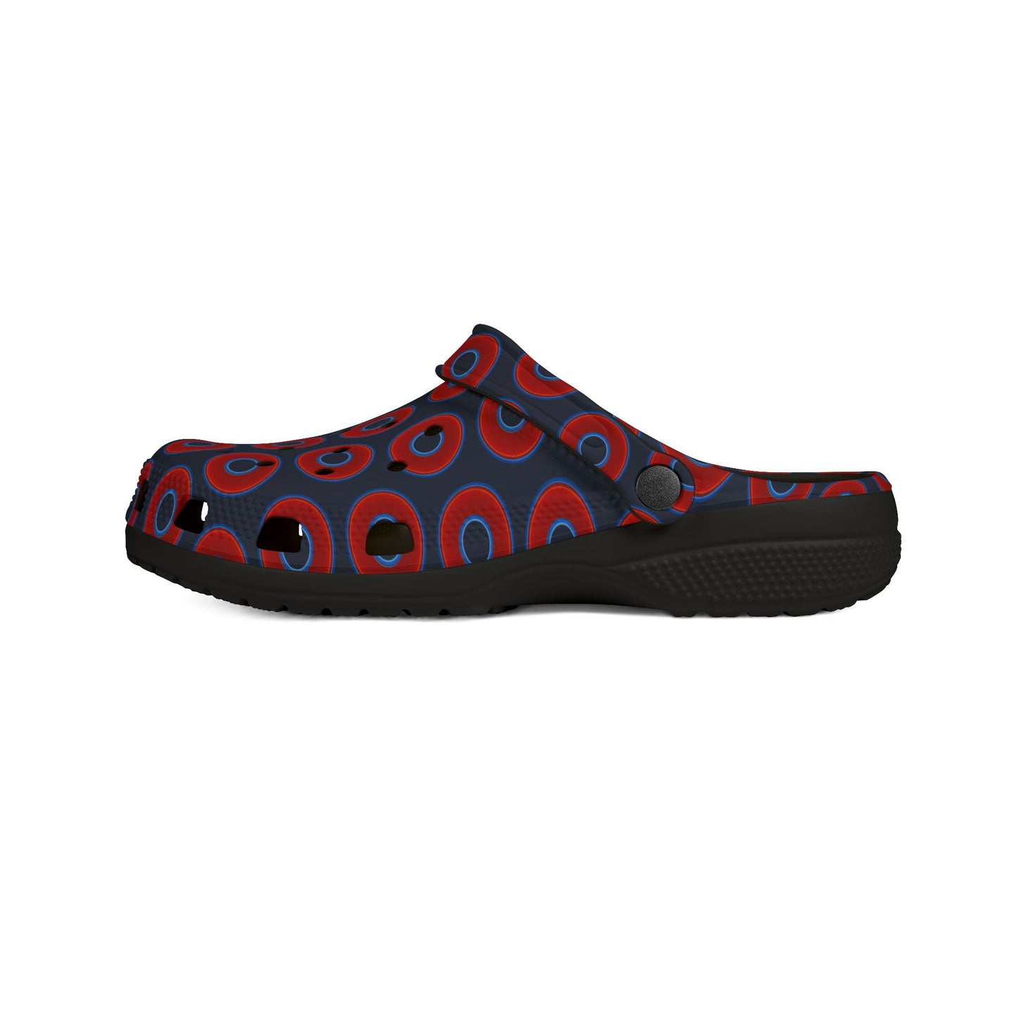 Spatchcocks - donut slip-on shoes - vivid red donuts w/midnight teal blue elite background [unisex]