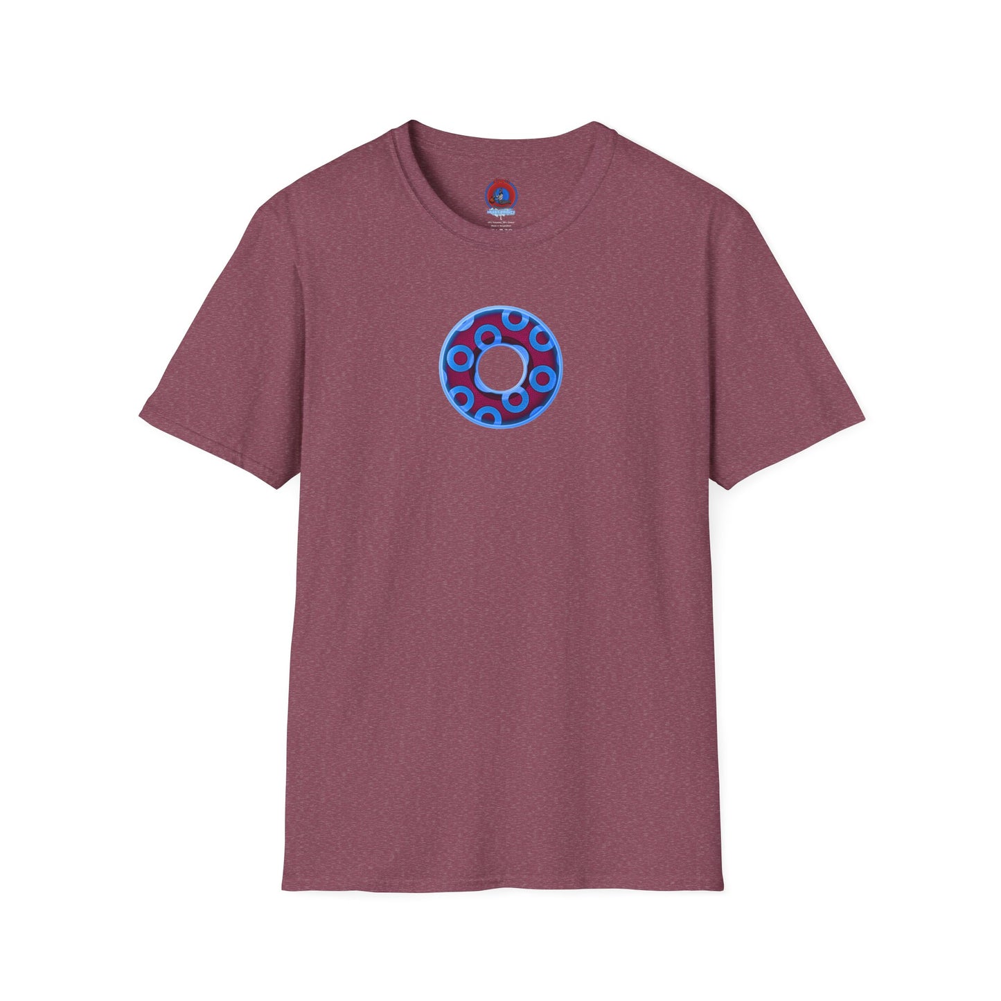 Plain Donuts/Unisex Soft-Style - "Plain Rustic Paradoxical Donuts" - light blue/burgundy donuts