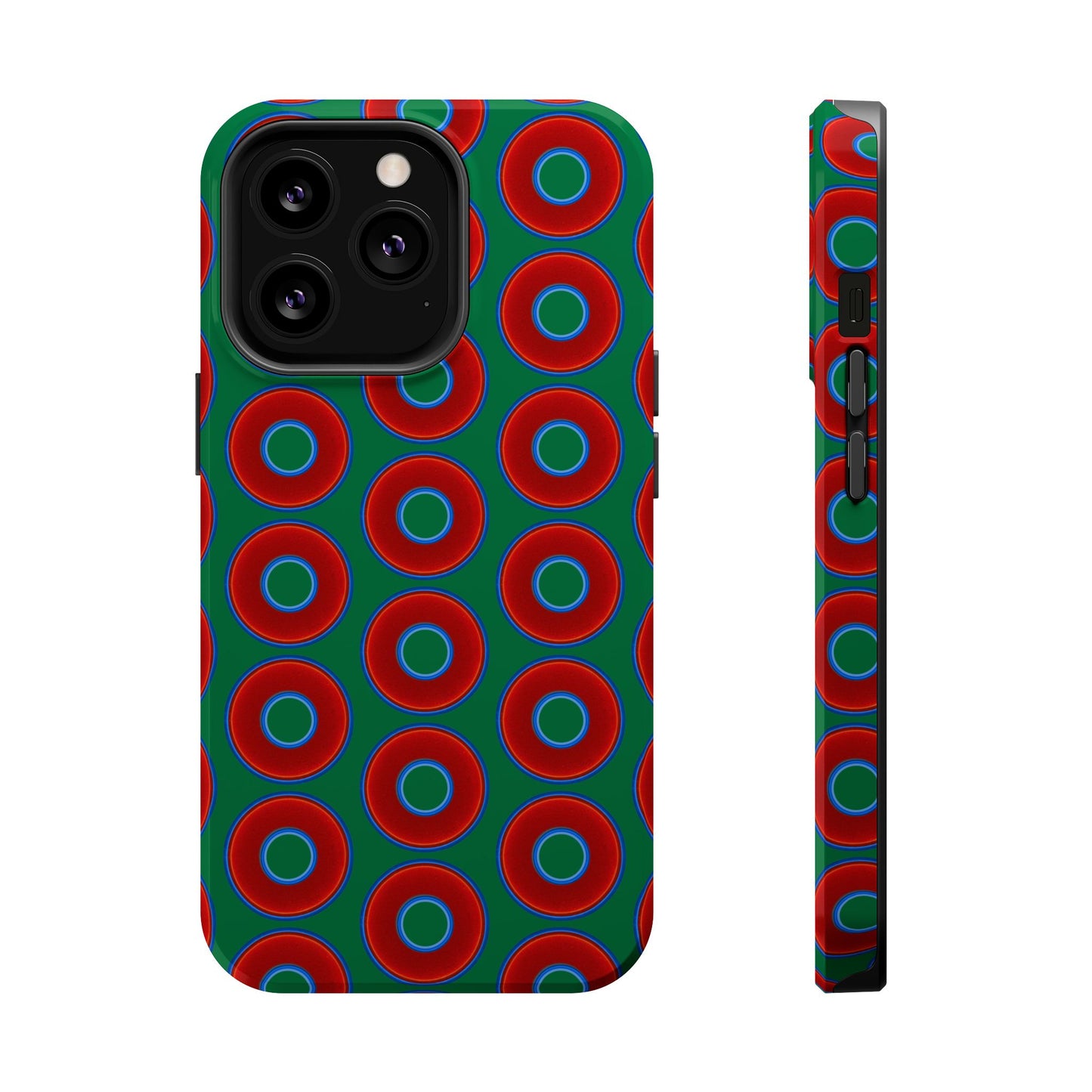 Magnetic Tough Donut Case - red vivid donut print w/green background