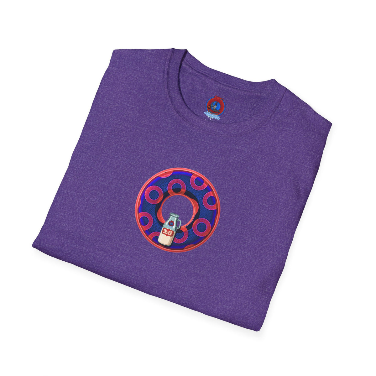 Classic Donut Tee - Unisex Soft-Style - "Wooked Cream - YEMSG Donut " - dark electric blue/red rustic paradox donut - variant 2